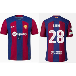 Youth 2023-24 Barcelona BALDE 28 Home Red and Blue Replica Jersey