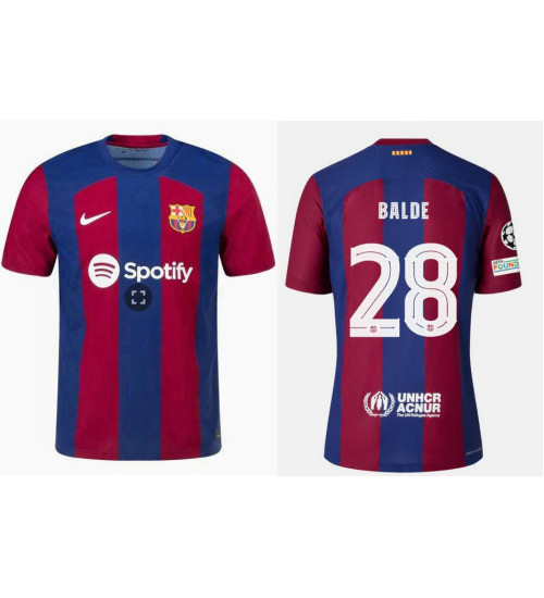 Youth 2023-24 Barcelona BALDE 28 Home Red and Blue Replica Jersey Youth 2023-24 Barcelona BALDE 28 Home Red and Blue Replica Jersey