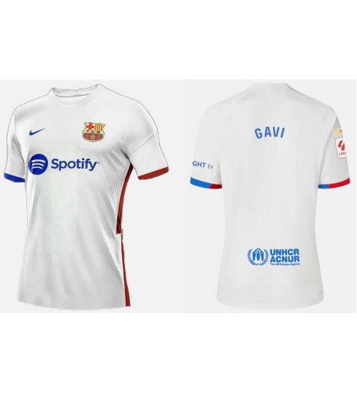 Youth 2023-24 Barcelona GAVI Away White Authentic Jersey Youth 2023-24 Barcelona GAVI Away White Authentic Jersey
