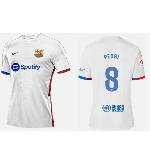 2023-24 Barcelona PEDRI 8 Away White Authentic Jersey