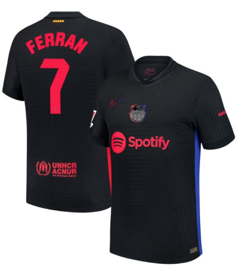 Women Barcelona Away 2024/25 Ferran 7 Authentic Black Jersey