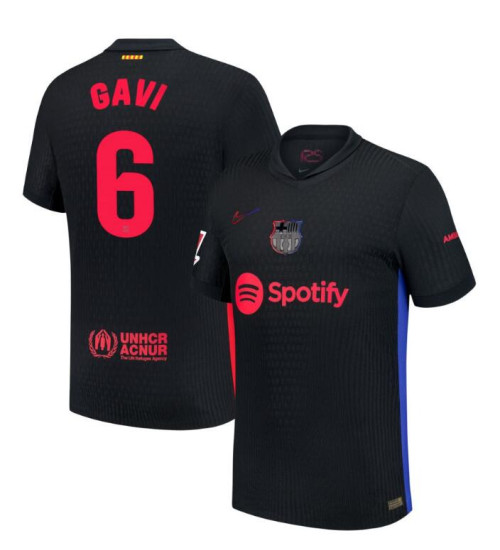 Women Barcelona Away 2024/25 Gavi 6 Replica Black Jersey
