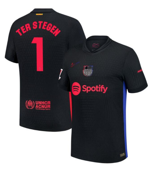 Barcelona Away 2024/25 Ter Stegen 1 Authentic Black Jersey