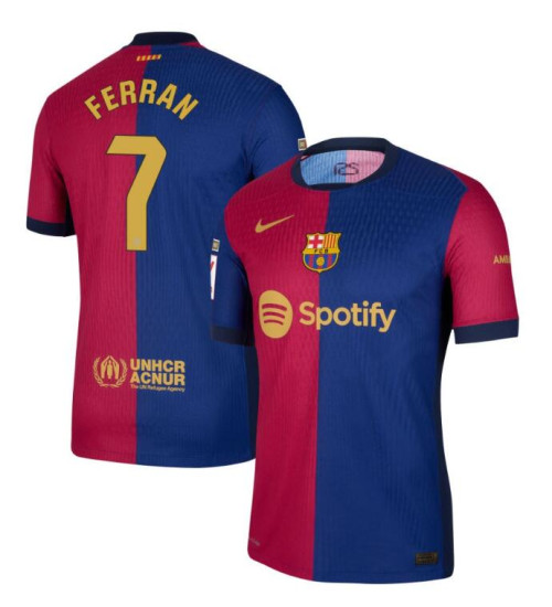 Women Barcelona Home 2024/25 Ferran 7 Authentic Red/Navy Jersey