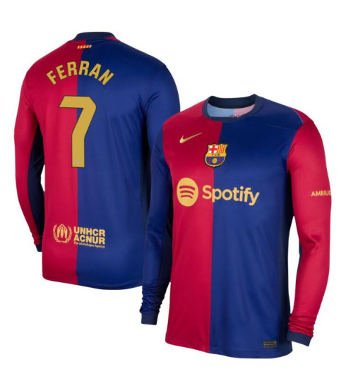 Barcelona Home 2024/25 Ferran 7 Authentic Red/Navy Long Sleeve Jersey