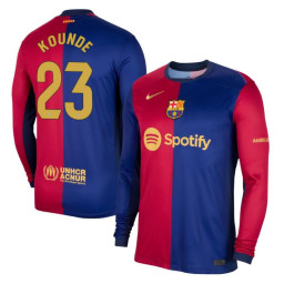 Barcelona Home 2024/25 Kounde 23 Authentic Red/Navy Long Sleeve Jersey