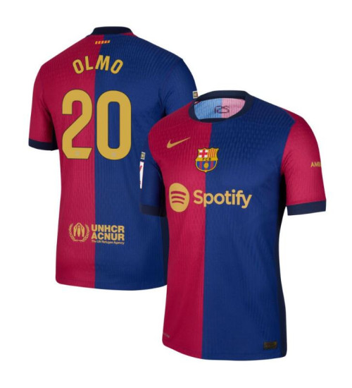 Youth Barcelona Home 2024/25 Olmo 20 Authentic Red/Navy Jersey