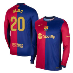 Barcelona Home 2024/25 Olmo 20 Authentic Red/Navy Long Sleeve Jersey