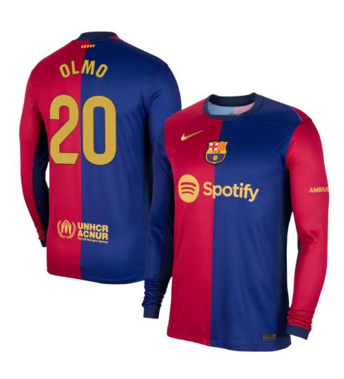 Barcelona Home 2024/25 Olmo 20 Authentic Red/Navy Long Sleeve Jersey