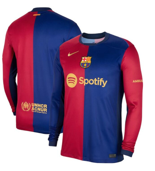 Youth Barcelona Home 2024/25 Authentic Red/Navy Long Sleeve Jersey