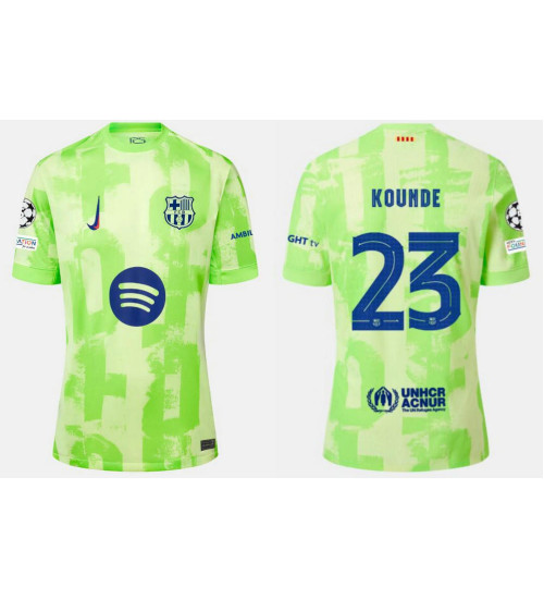 Youth Barcelona Third 2024/25 Kounde 23 Replica Green Jersey
