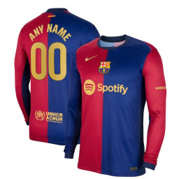 Barcelona Home 2024/25 Authentic Red/Navy Long Sleeve Customize Jersey