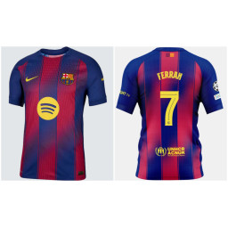 2025-2026 Barcelona FERRAN 7 Authentic Blue and Red Home Jersey