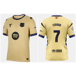 2025-2026 Barcelona FERRAN 7 Authentic Yellow Away Jersey