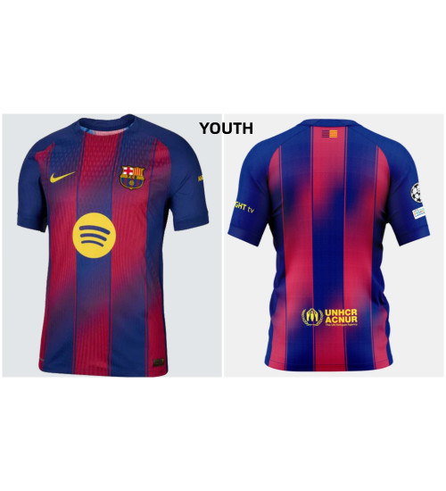 Youth Customize 2025-2026 Barcelona Authentic Blue and Red Home Jersey